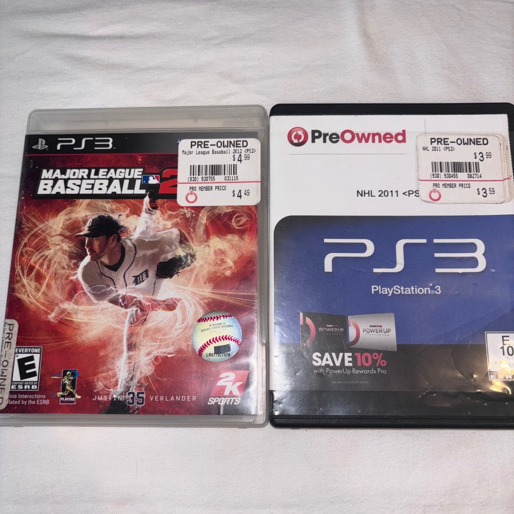 PS3 Game Bundle MLB 2K12 Major League Baseball + NHL 2011 Hockey Untested